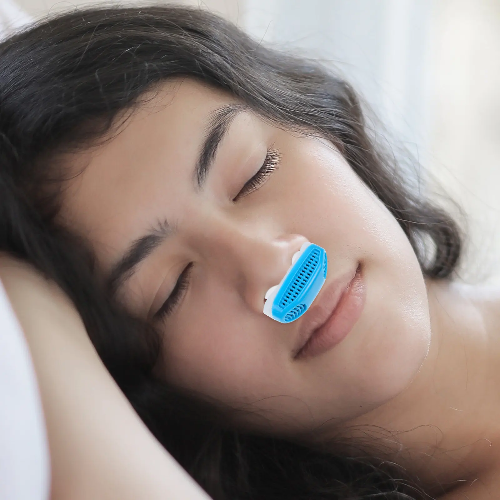 2 in 1 Nasal Clip Night Sleep Aid Air Purifier Nose Breathing Apparatus Blue Silent