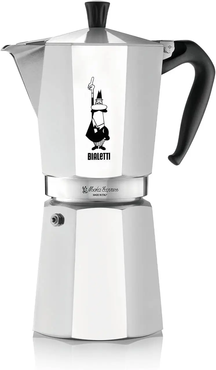 Moka Express: Iconic Stovetop Espresso Maker, Makes Real Italian Coffee, Moka Pot 12 Cups (22 Oz - 670 Ml), Aluminium