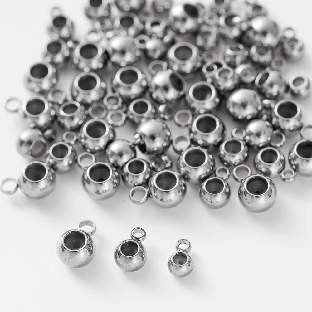 10pcs Stainless Steel Stopper Beads Silicone Slider Beads Rubber Beads Adjustable Round Positioning Beads for DIY Jewelry Making - view 6