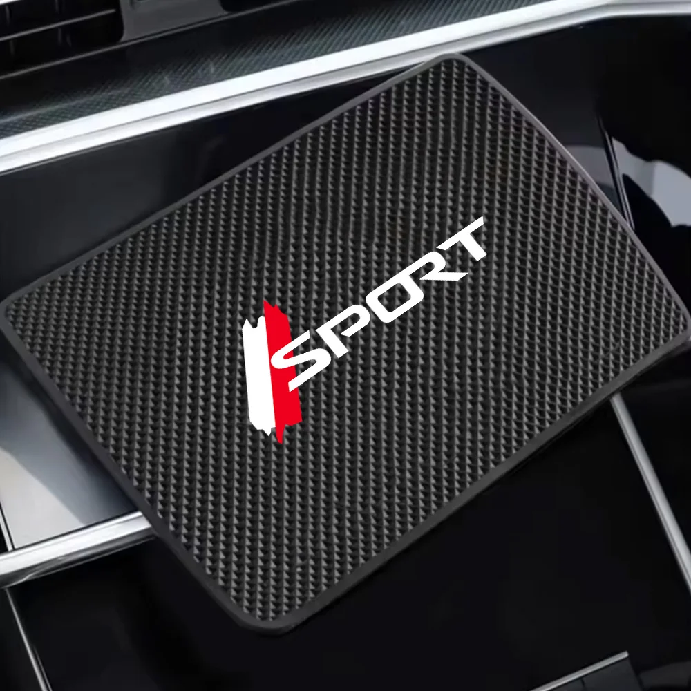 Car Anti-Slip Mat White and Red Sports Style Phone and Key Storage Rack Dashboard Adhesive Magic Mat Center Console Storage Mat Car Interior Accessories