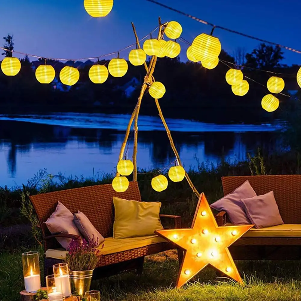 Solar String Lights Lantern LED String Lights Waterproof Outdoor Landscape Decorative Lights For Garden Patio Party Decor