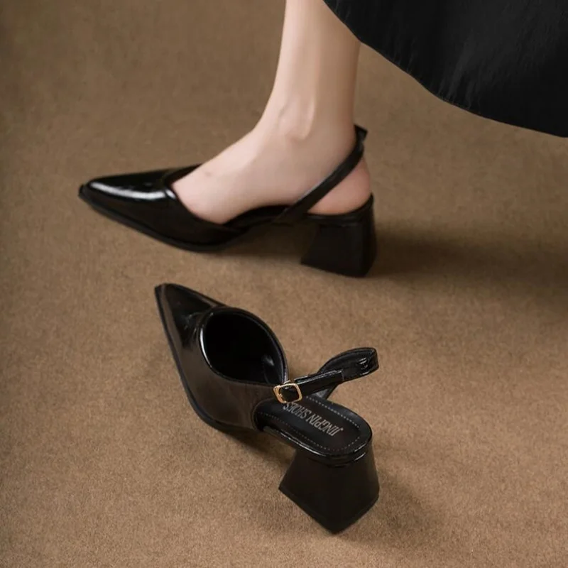 

2026 High Heels Sandals Woman Pointed Toe Heeled Shoes Shallow Summer Trend Loafers Slingback Shoes Elegant Dress Pumps Mujer