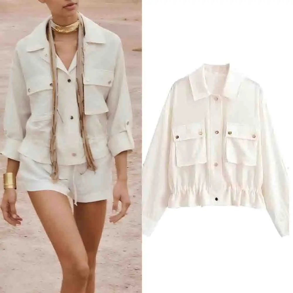 

2025 Women's Fashion Rollable sleeve design Casual Lapel Shirt Retro Long Sleeve Button-up Women's Shirt Unique Top