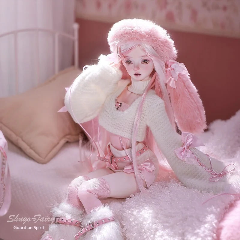 Muñeca articulada de resina Bjd 1/4 Original y oficial, Yurou con gorro con orejas de conejo rosa, edición limitada coleccionable