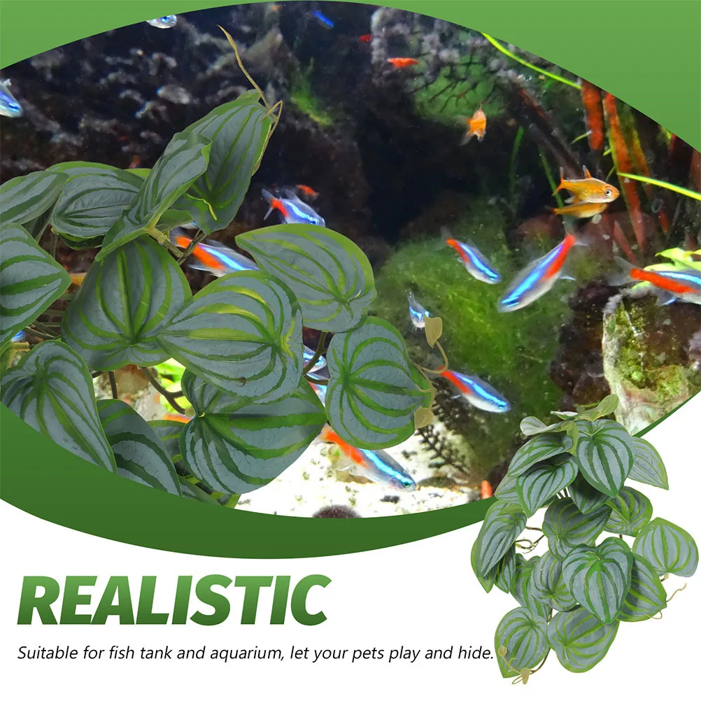 

Simulated Reptile Hanging Plant Natural Look Leaf Pendant Tank Landscape Climbing Decor Terrarium Supply Reptile Plants