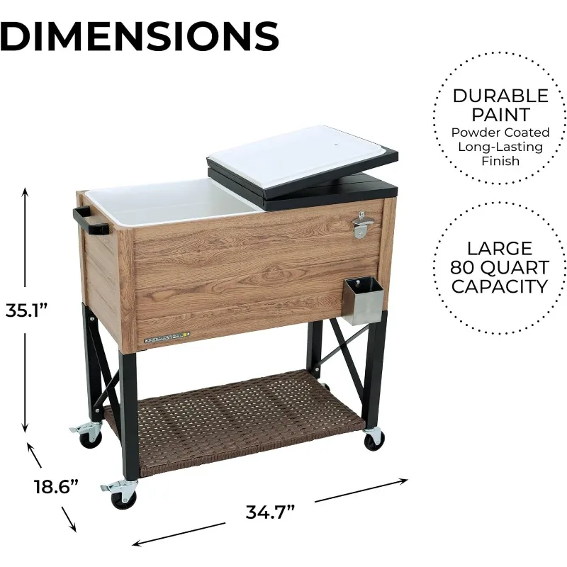 Imagem -06 - Permasteel Oak Wood Estilo Pátio Cooler Armazenamento ao ar Livre Cozinha Ps225-ow 80-qt