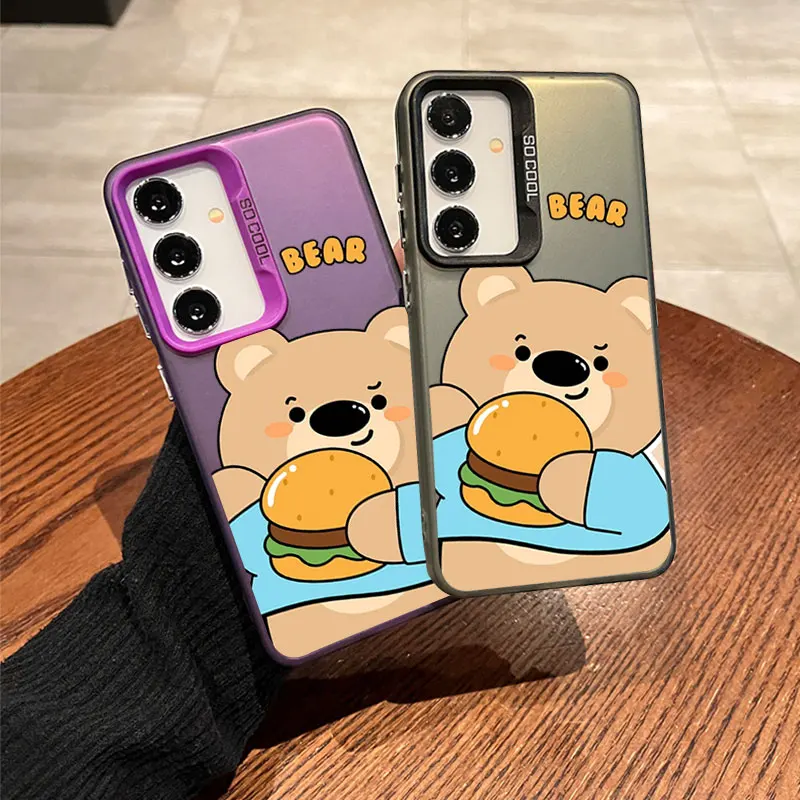 For Samsung Galaxy A 13 14 15 20 21 22 23 25 31 33 34 35 5G 50 51 52 53 54 55 70 71 72 4G Colorful Soft Phone Case Burger Bear