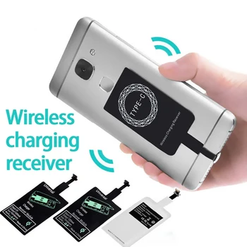 Kablosuz şarj alıcısı destek tipi C mikro USB hızlı kablosuz şarj adaptörü iPhone Samsung Huawei Xiaomi Ios Android