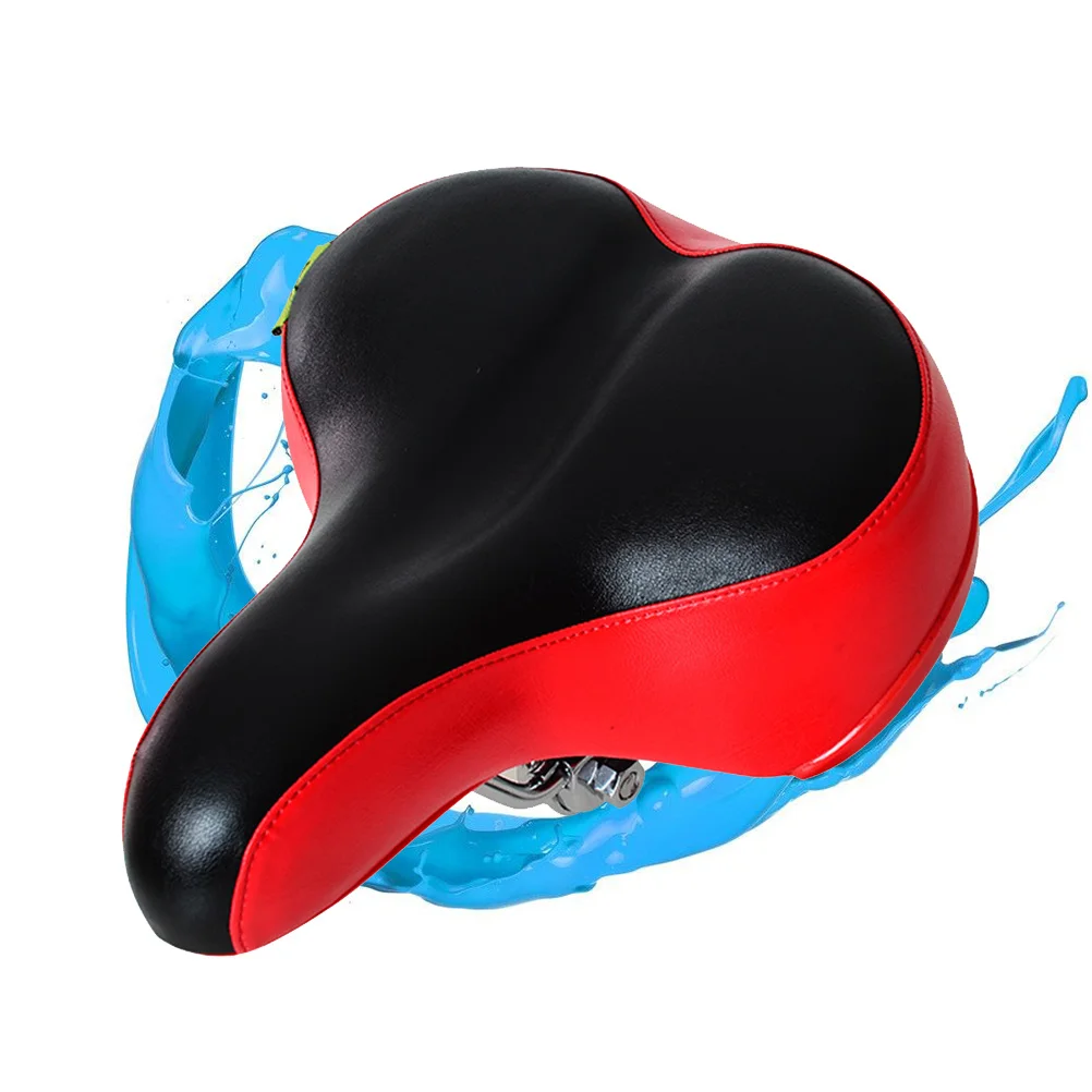

Bike Saddle Comfortable Thick Padding Dual Spring Suspension Black Red Easy Install Fits Most Bikes Shock Absorption