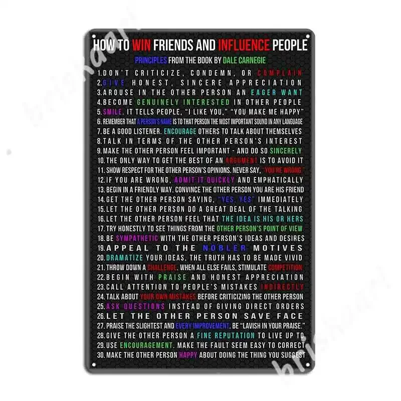 How To Win Friends And Influence People Metal Signs Cinema Living Room Party Wall Plaque Vintage Tin sign Posters