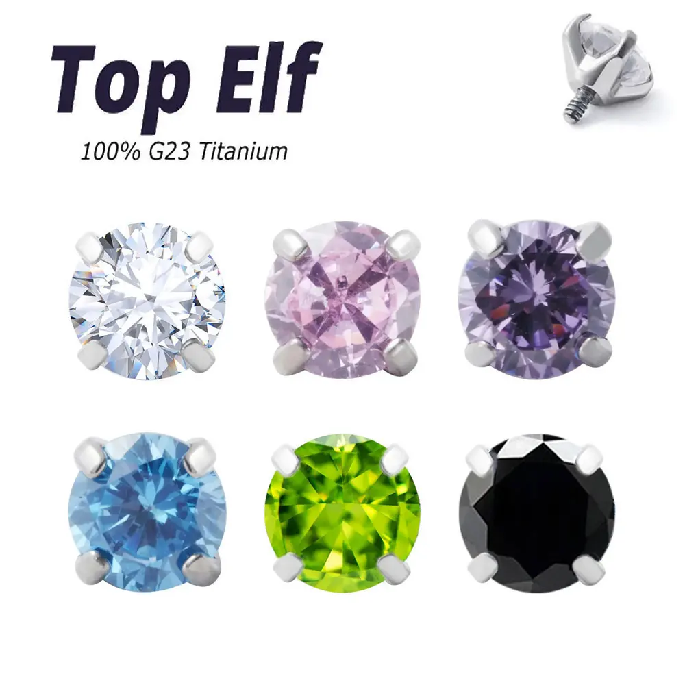

6pcs F136 Implant Grade Titanium 16G 3/4mm 5A Zircon Internally Threaded Ear Stud Tragus Piercings Ear Cartilage