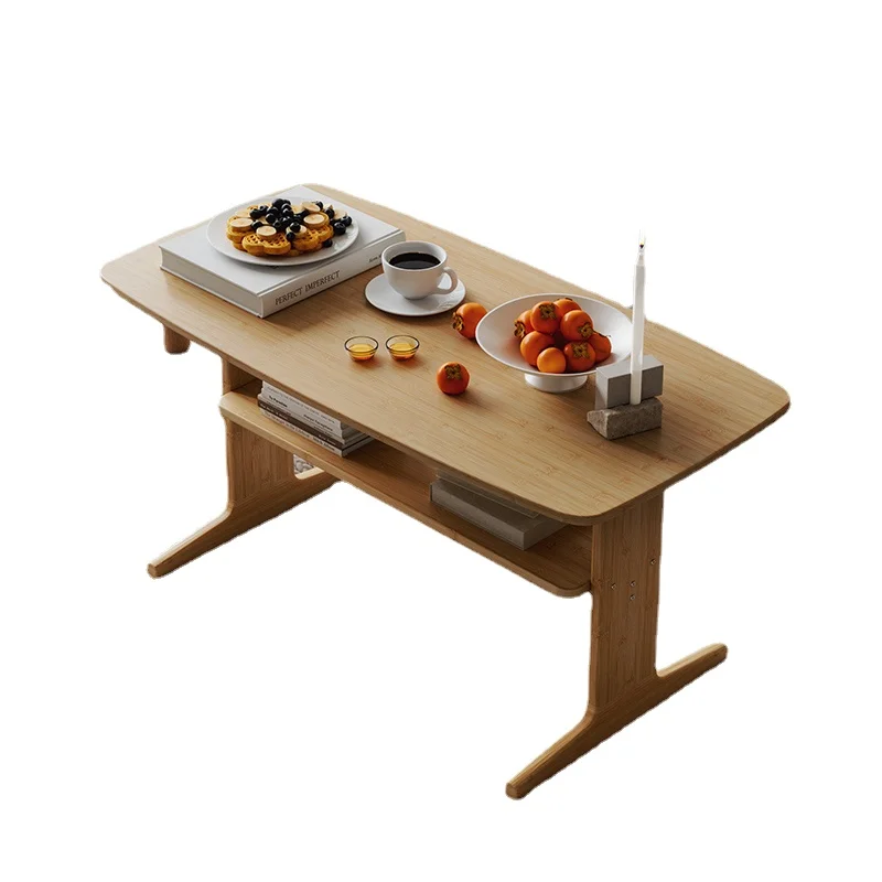 

ZL Coffee Table Living Room Tea Table Double-Layer Dining 60cm Raised Legs Small Tea Table