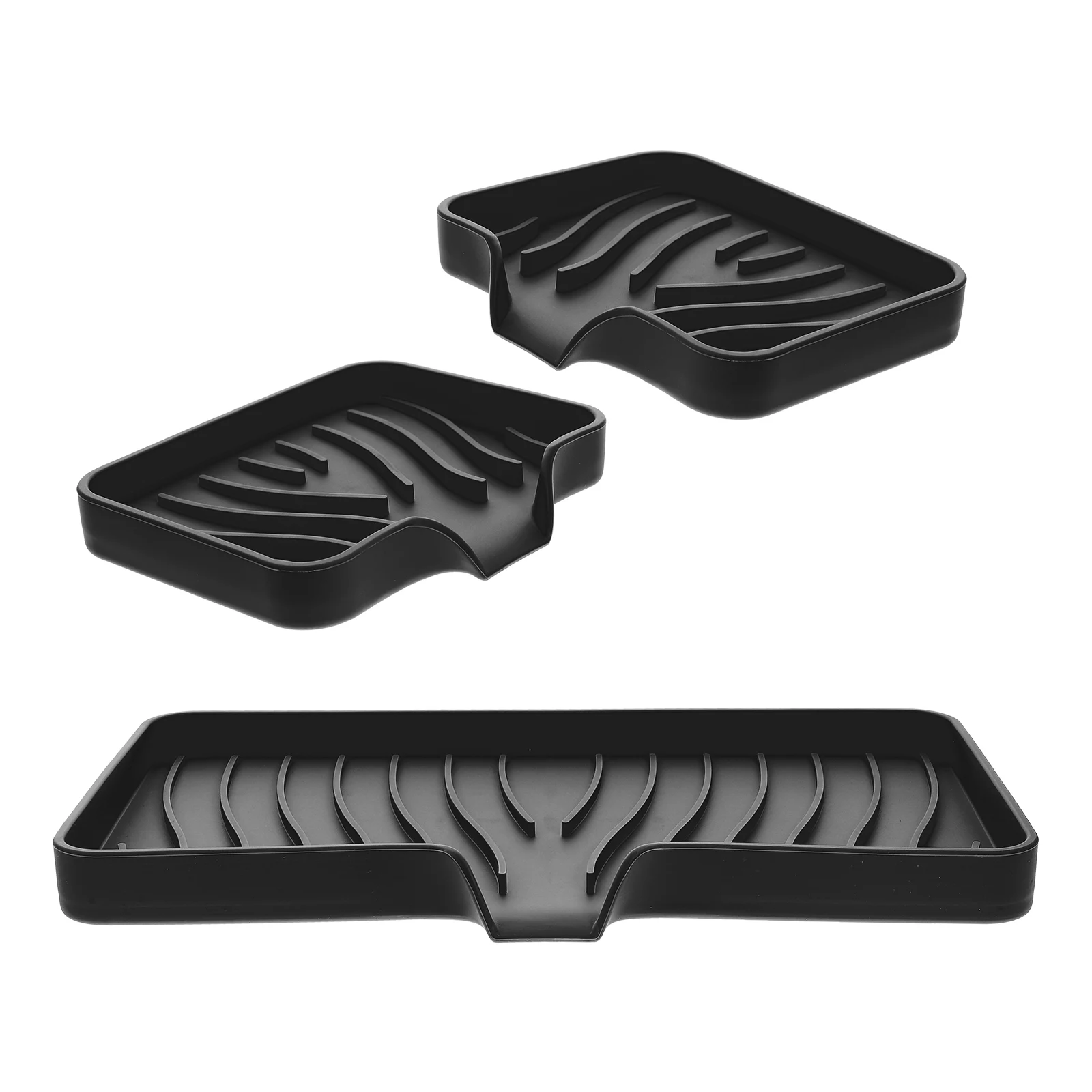 

3pcs Silicone Soap Dish Tray Bob Square Self Draining Bathroom Shower Kitchen Holder Container Anti Slip