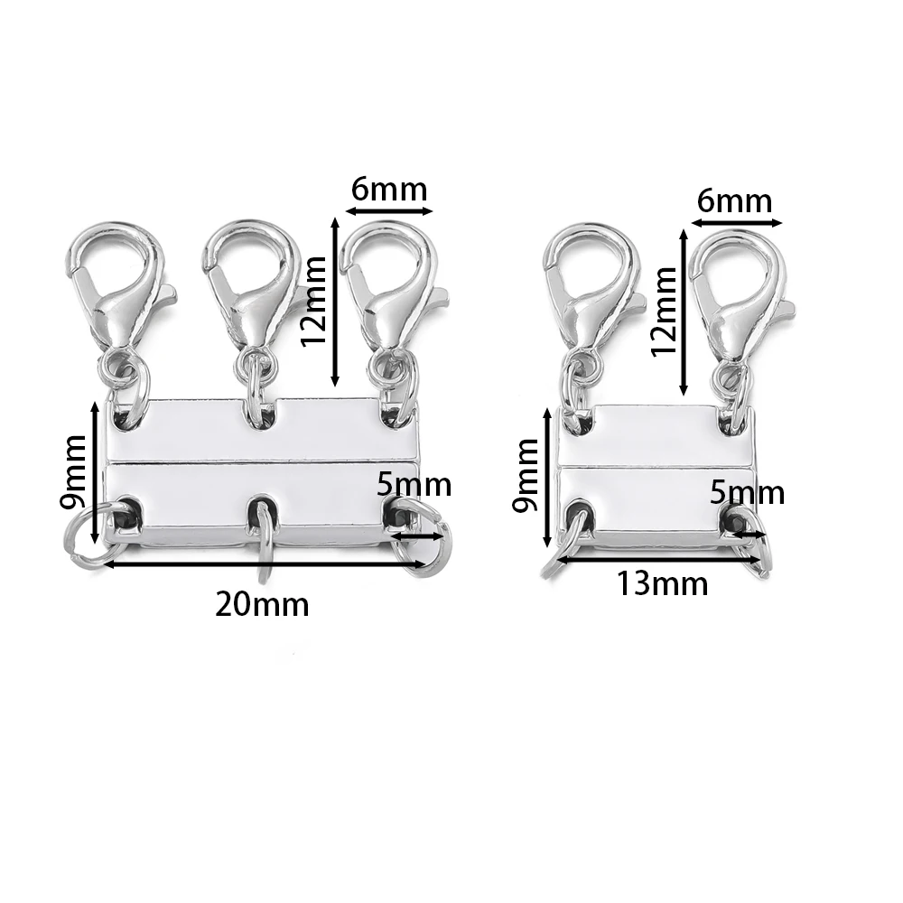 2Set Layered Necklace Clasps Magnetic Bracelet Connectors for Layering Multiple Strands Jewelry Connector Slide Tube Fasteners