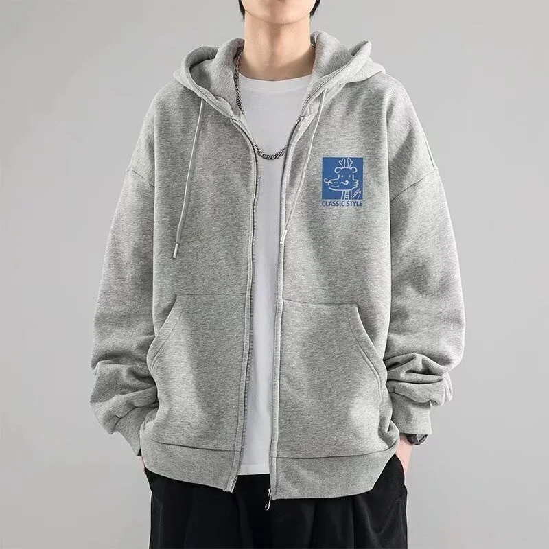 سترة رجالية من American Sle Jaet ربيع الخريف فضفاضة تناسب سحاب مفتوح سترة قابلة للتنفس من البوليستر لباس غير رسمي #2