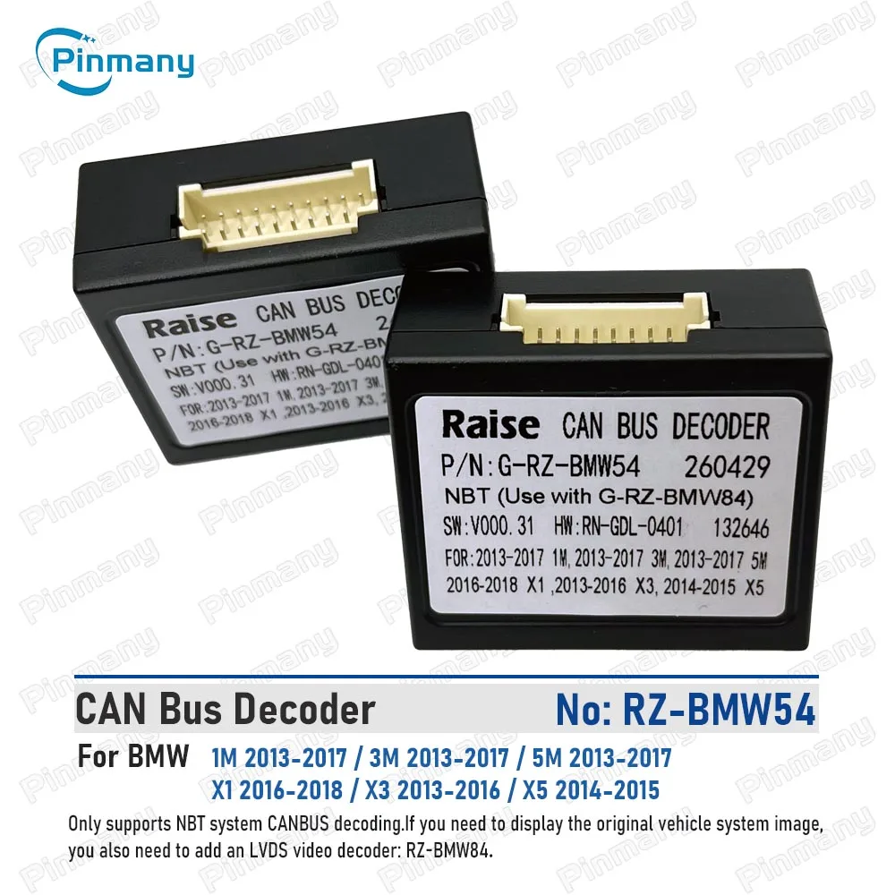 Pinmany CAN Bus Decoder Raise G-RZ-BMW54 Protocol Box Android Head Unit Adapter For BMW X1 X3 X5 BMW1 BMW3 BMW5 NBT System