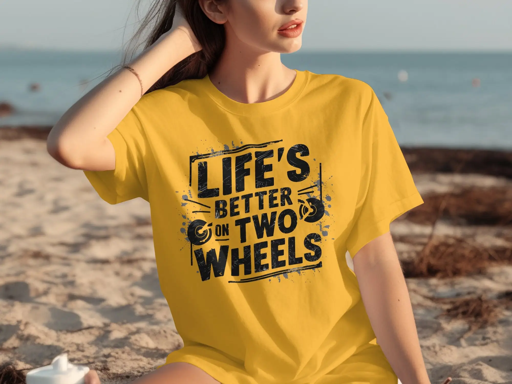 Lifes Better On Two Wheels Inspirational Biker T Shirt Cool Motorcycle Rider Perfect For Biking Enthusiasts