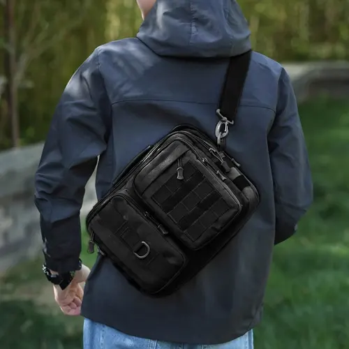 Imagen 2 del producto Bolsos tácticos de senderismo, bolso de hombro para acampar para hombres, senderismo, viajes, escalada, pesca, bandolera, bandolera Molle para exteriores