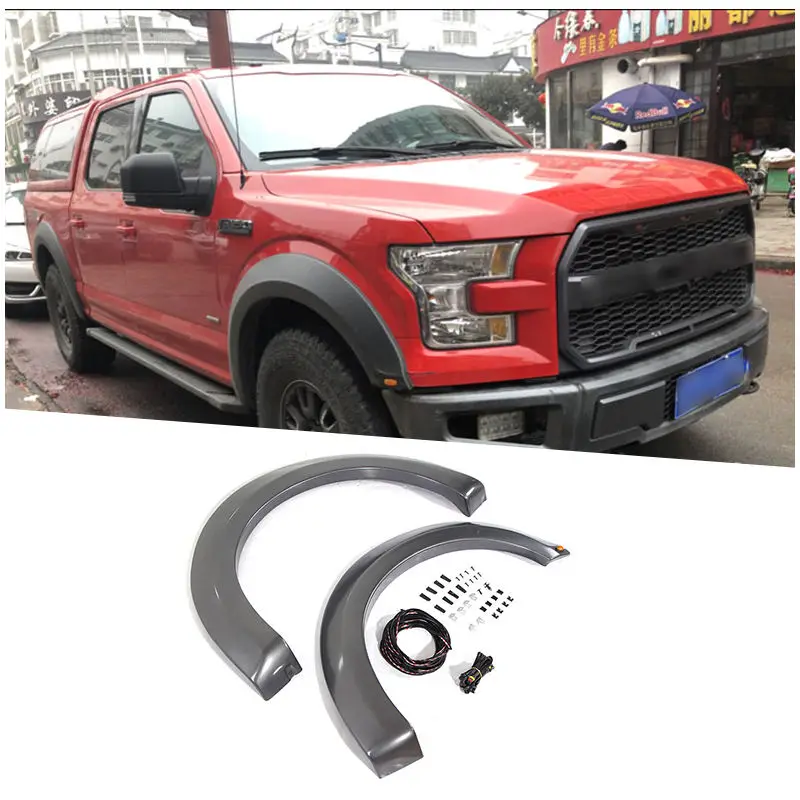 Manufacturer Pickup Exterior Accessories Wheel Brow With Light Conversion Wheel Arch Fender Flares For Ford F150 2015-2017