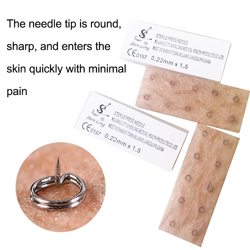 100Pcs/box Multi-Condition Ear Seed Acupressure Kit Disposable Press Needle Ear Seeds Acupuncture for Ear Sticker Acupuncture