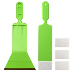 FOSHIO 2pcs Plastic Long Handle Bulldozer Squeegee Cleaning Paddle Scrubber Car Windshield Glass Window Washing Scraper Tool Set