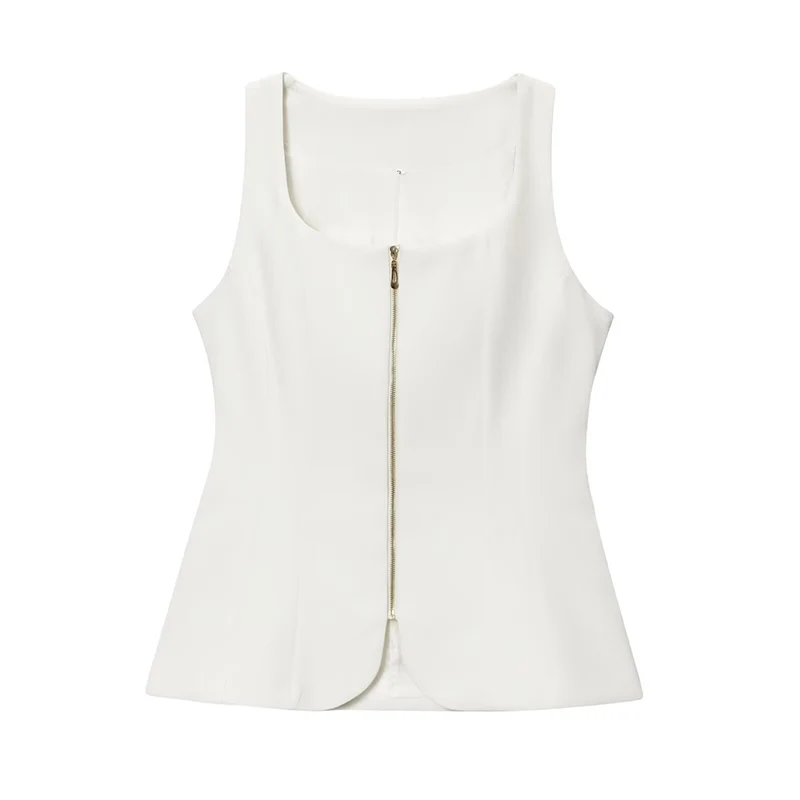 

2025 Women's Vest Fashion Zipper Corset Vest Top Lady Casual Cropped Sleeveless Jacket Streetwear New Waistcoats ﻿Tops