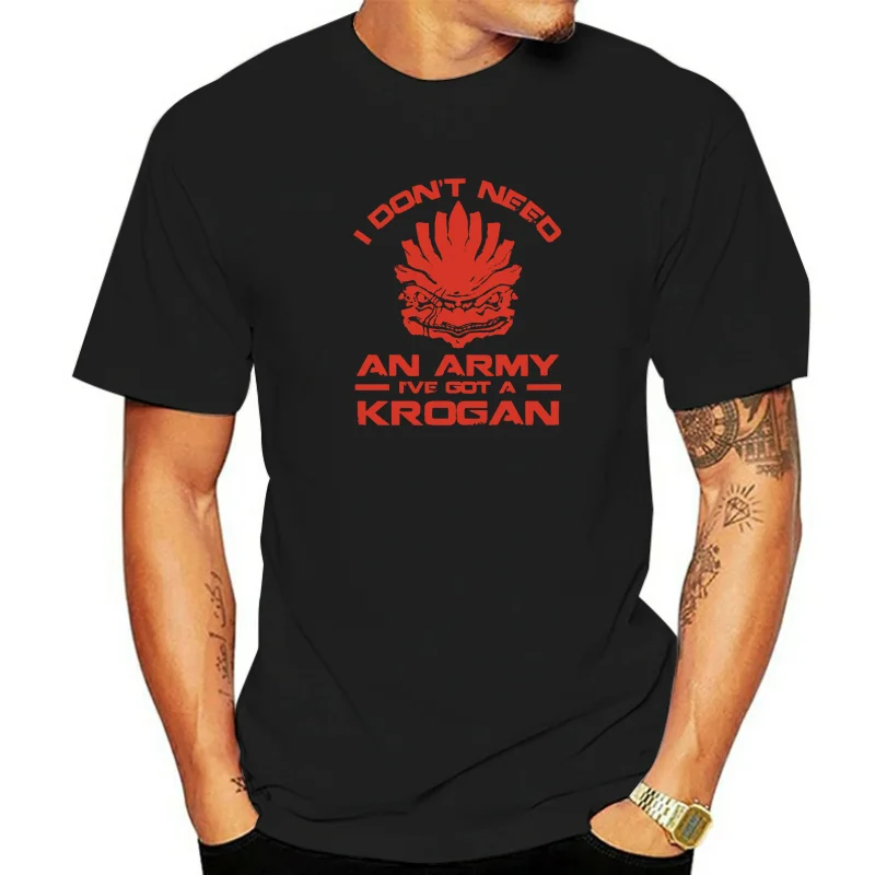 T Shirts Men Casual Mass Effect Andromeda Parody i Don't Need An Army, I've Got A Krogan Men's T-shirt