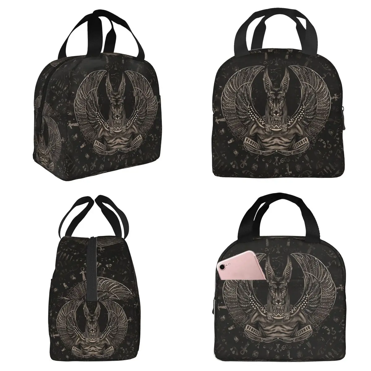 

Anubis Egyptian God Sepia Insulated Lunch Bag for Women Office Cooler Thermal Food Box Tote Leakproof Lunch Boxes Container