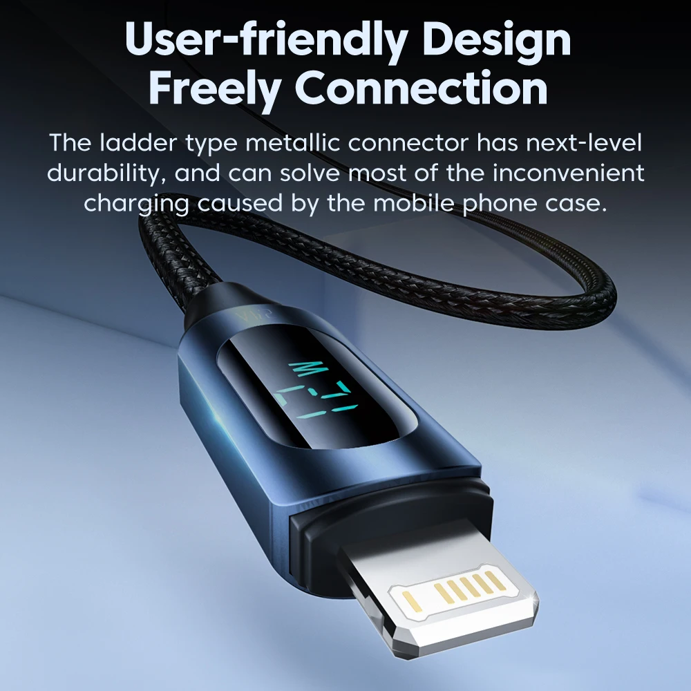 Toocki USB iPhone Data Cable LED Display Multi-color 2.4A Fast Charging Charger iP Cable for iPhone 14 13 12 Pro Max X XS iPad view 4