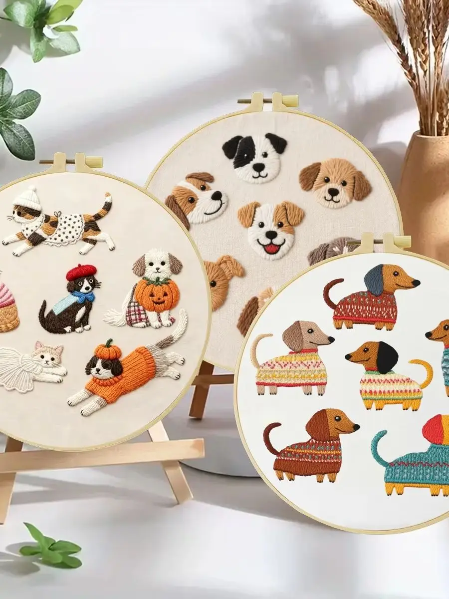 3-teiliges DIY-Stickmaterial-Set für Anfänger, inklusive Nadeln, Fäden, Stick-Starter-Kit, Kreuzstich-Kunst als Geschenk. – Detail 1