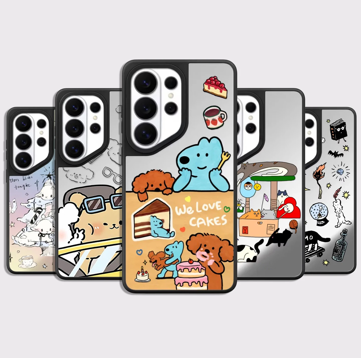 

We Love Cakes Cartoon Mirror Surface Magnetic Phone Cover for Samsung Galaxy S23 S24 S25 S26 Ultra S26+ Plus Case