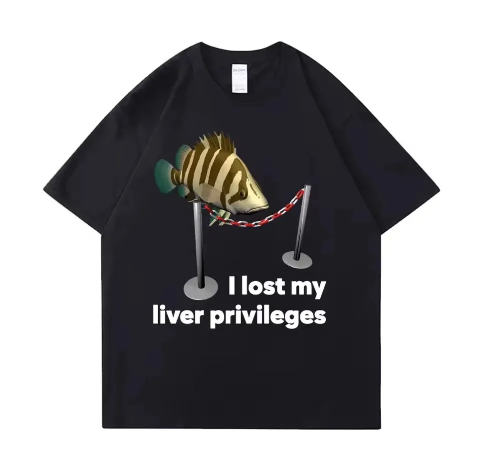 Tees Meme T-Shirt Unisex Mann essen Fisch Tag lehren Fisch Mann lebenslang lustig lässig Baumwolle T-Shirt Männer Frauen – Detail 5
