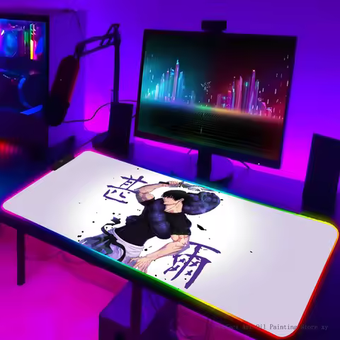1pc J-Jujutsu Kaisen Fushiguro Toji Anime XXL RGB Gaming Mouse Pads HD Black Gamer Accessories Large LED