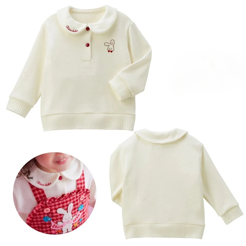 女の子用長袖ベルベットパーカー子供用スウェットシャツベビートップスかわいいバニーレター冬