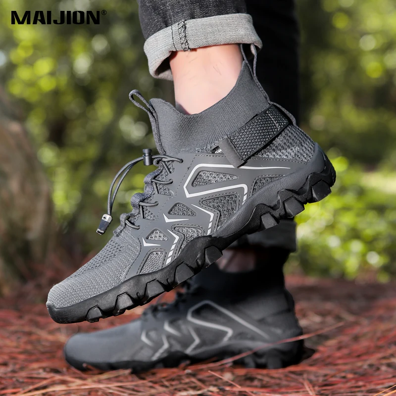 Breathable Mesh Men Hiking Shoes Fashion High Top Casual Sneakers Women Non-slip Outdoor Sport Shoes for Trekking Wading Camping