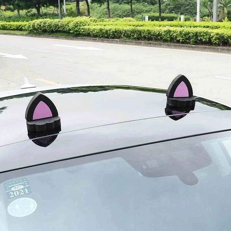 3D EVA Foam Car Roof Stickers - Cute Rabbit & Cat Ears, Self-Adhesive Exterior Car Decorations for Auto Styling