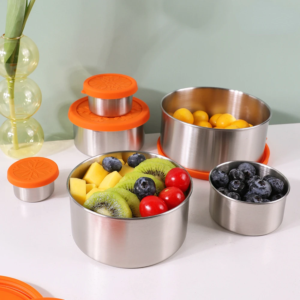 Stainless Steel Lunch Box With Lid Kitchen Refrigerator Fresh-keeping Bowl Box Microwave Heating Big Capacity Lunchboxs