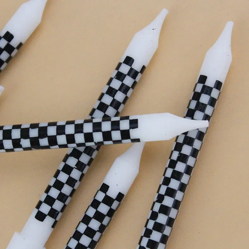 12pcs Black White Birthday Checkered Number Candles Cake Topper Racing Cars Candles Sparkler Candles for Racing Car Party