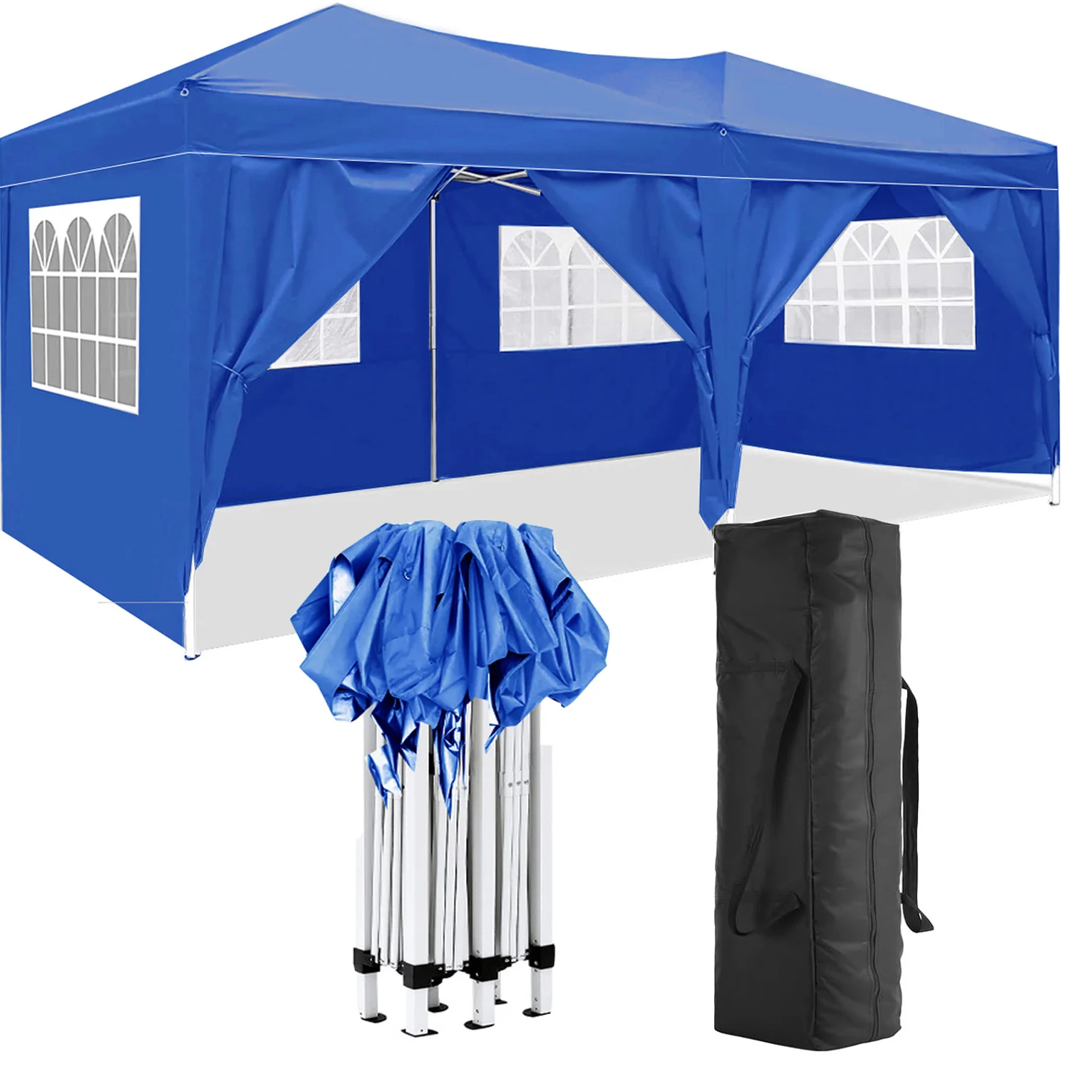 

10x20 FT Folding Canopy 6 Removable Sidewalls UPF 50+ Portable Tents Outdoor Event Shelter for Parties Beach Camping Pergola