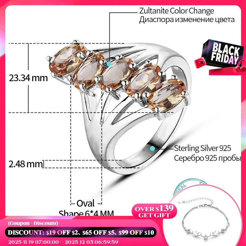 

Серебряное кольцо с зултанитом Султанит, меняющее цвет, для женщин, многоцветное кольцо с создаваемой диаспорой, классическое простое дизайнерское кольцо из настоящего серебра