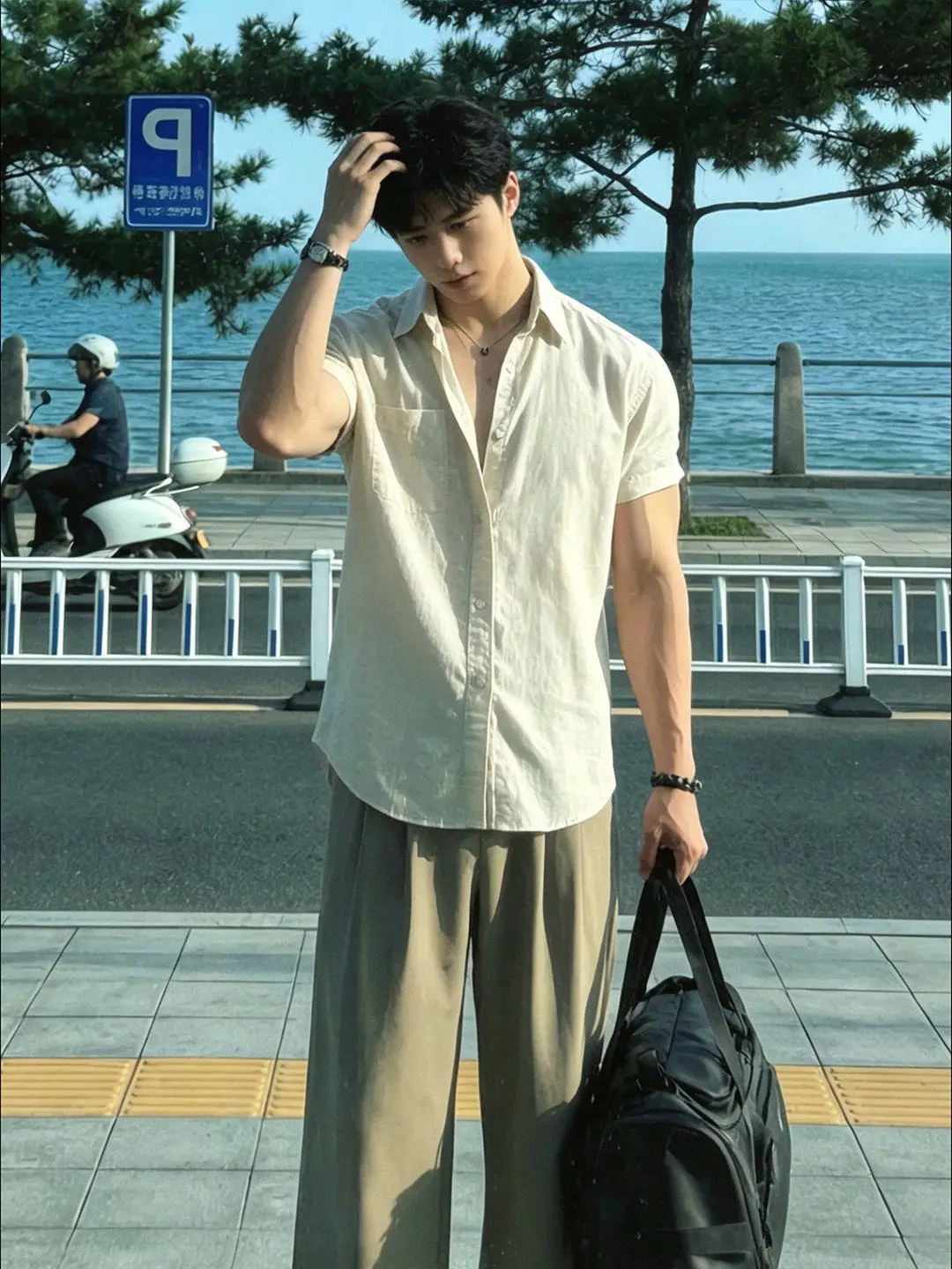 Lightweight Breathable Summer Men's Linen Short Sleeve Shirt Casual Loose Fit Sun Protection Half Sleeve Button up Top