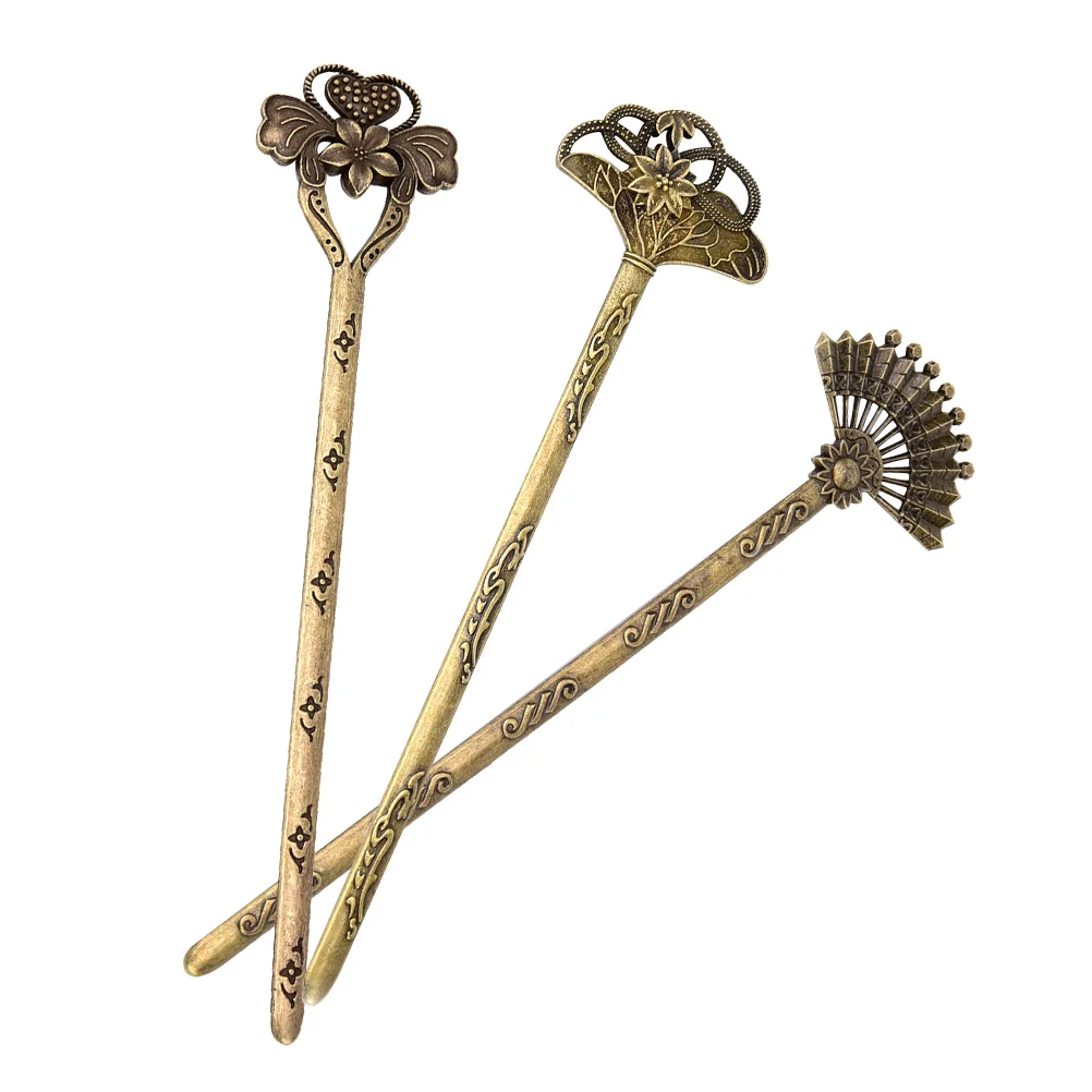 3-częściowe spinki do włosów Klipsy dla dziewczynek Alloy Stick Women Chopstick Flower Hairpin Bookmark