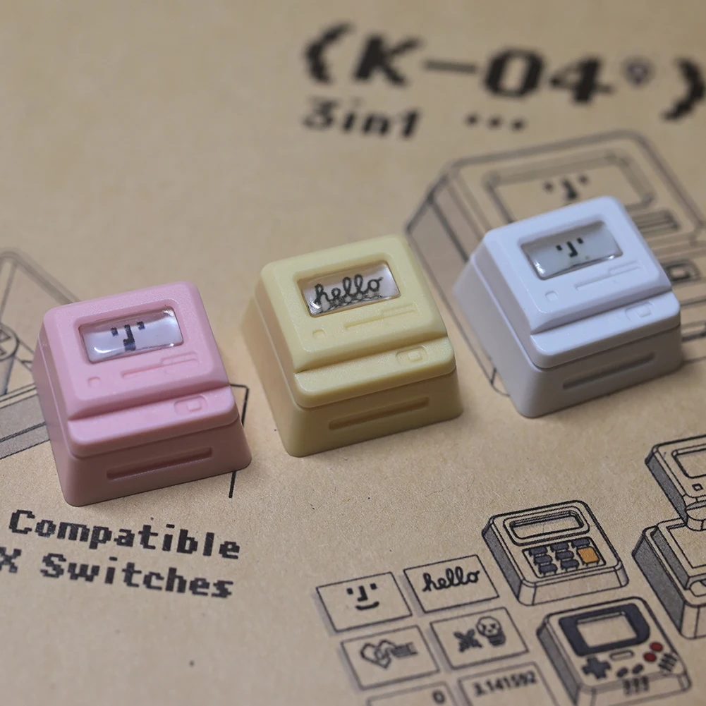 3 in 1 Cute Keycap Light-transmitting Retro Classic Keyboard Keycaps Replacement Parts Keyboard Key Cap for Mechanical Keyboard