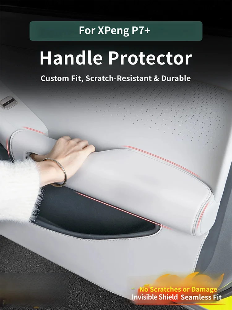 Car Accessories For XPENG P7+ 2026 2027 Door Inner Handle Protective Cover Automotive Modification Supplies Leather Scratch Pad