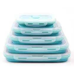 1/3/4PCS Set Foldable Silicone Food Lunch Box Fruit Salad Storage Food Box Container Dinnerware Conveniently Lunch Box DC05