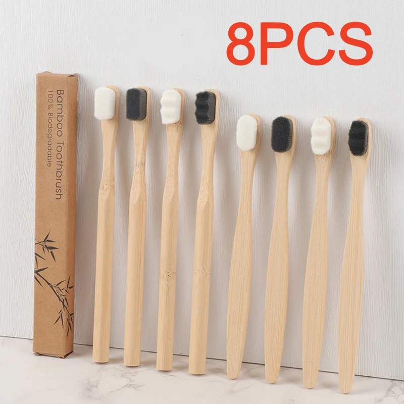 8PCS Extra Soft Bamboo Toothbrushes for Sensitive Gums, 20000 Extra Soft Bristle Toothbrushes for Adults