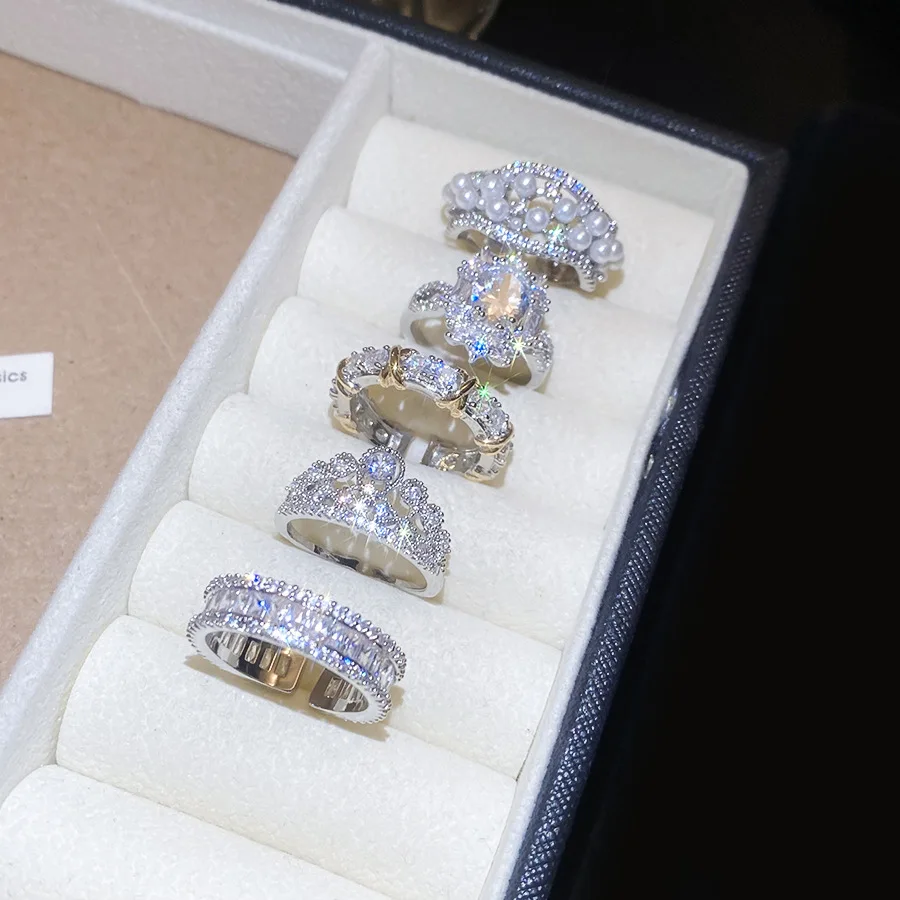 Neuer Vintage Zirkon Hohlperlen Offener Ring Nischen-High-End-Ring Sanfte Ausstrahlung Modeschmuck Paarringe für Herren Luxus – Detail 5