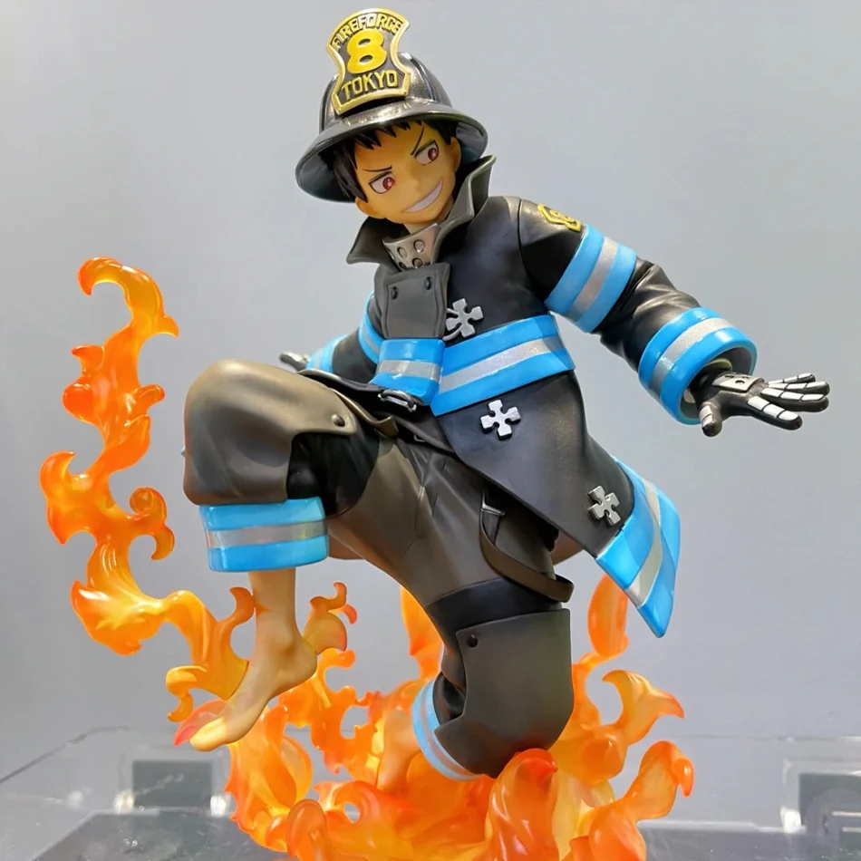 16CM Shinra Kusakabe Figuur Anime Fire Force Speciaal Effect Bloed Desktop Pop Golf Model Speelgoed Cadeau Collectie Ornamenten PVC