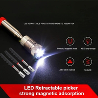 Telescopic Magnetic Pen with Light Mini Portable Magnet Pick Up Tool Extendable Pickup Rod Stick for Picking Up Screws Nut Bolt