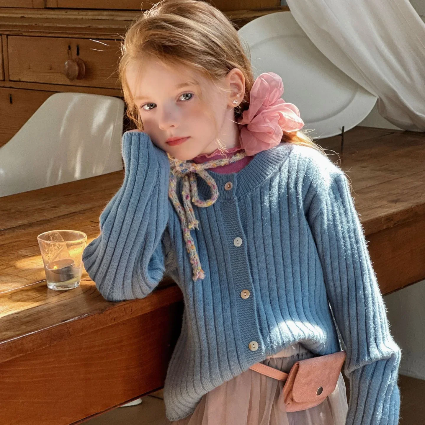 

Children Girls Knitwear Coats Autumn Korean Infant Babys Girls Ribbed Sweater Loose Casual Toddler Kids Girls Open Stitch Coats